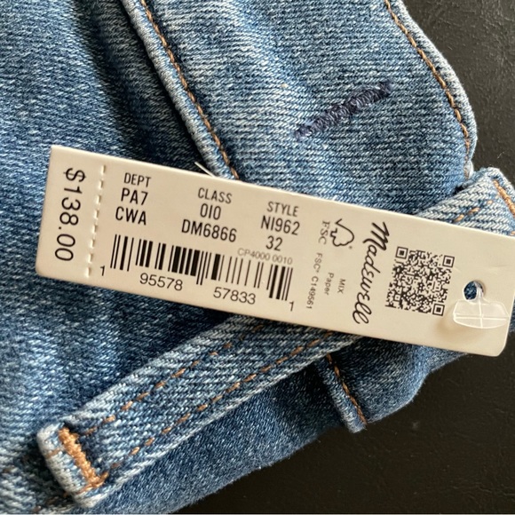 NWT Madewell Kick Out Mid Rise Blue Jeans Ankle Length Size 32 - Picture 5 of 15